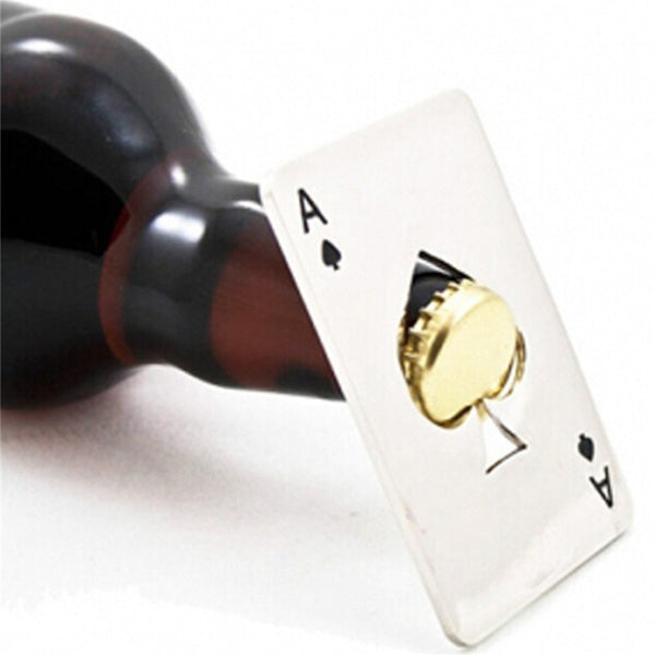 Poker Playing Card Ace of Spades Bar Tool Soda Beer Bottle Cap Opener