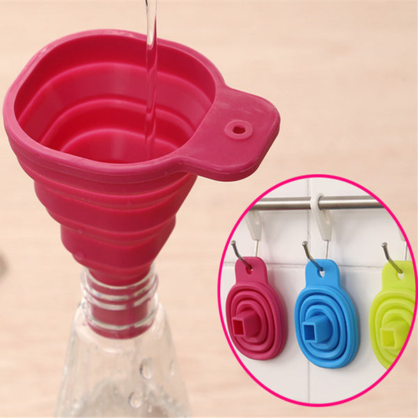 Mini Silicone Gel Foldable Collapsible Style Funnel Hopper