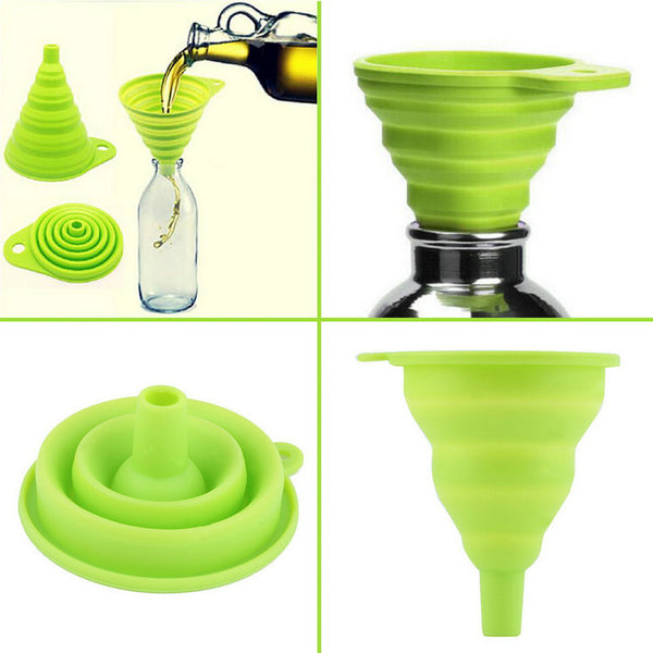 Mini Silicone Gel Foldable Collapsible Style Funnel Hopper